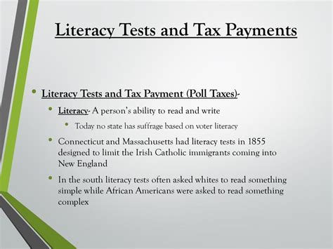 poll tax literacy tests impact|why were poll taxes enacted.